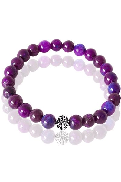 Tesbih Atölyesi Certified Purple Agate Stone Bracelet - Dark Color