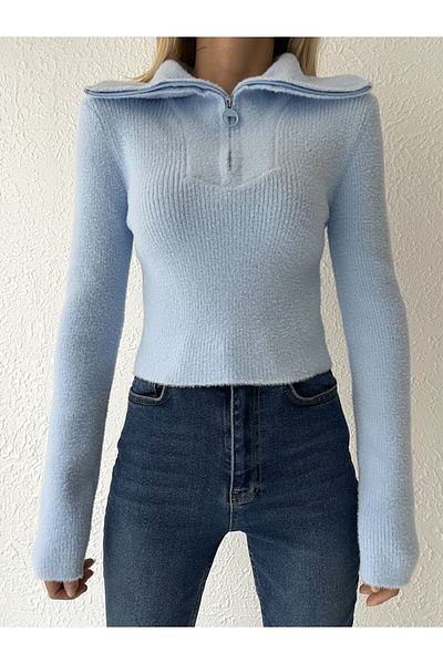 Telablanka Trucker Neck Soft Ribbed Crop Sweater