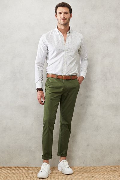 AC&Co / Altınyıldız Classics Pánske khaki Slim Fit Slim Fit bočné vrecko flexibilné Chino nohavice