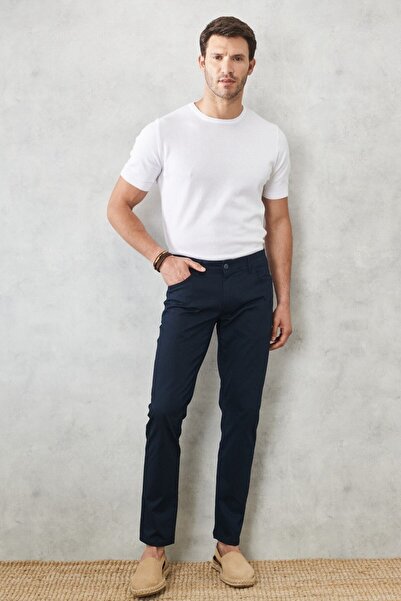 AC&Co / Altınyıldız Classics Εύκαμπτο παντελόνι Chino ανδρικό Navy Blue Slim Fit Slim Fit 5 Pocket
