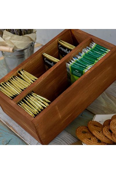 temamall Bag tea & Coffee Organizer, Natural wood, 30x16 cm