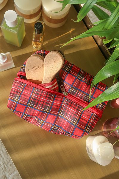 EDLIKE Red Checkered Special Organizer Travel Makeup Bag