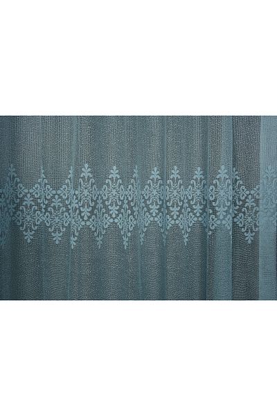 AKÇA TEKSTİL BELLY BLUE COLOR SINGLE WING Ready planted Pleated Background Curtain 75*260 cm