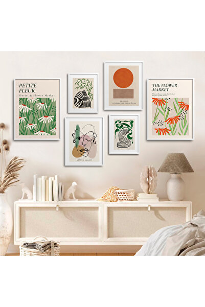 HOMEPACK Set de șase picturi înrămate pentru piața de flori Poster Painting S...