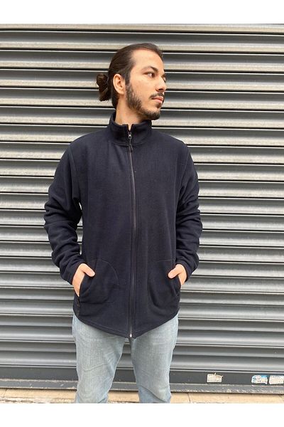 nacar çarşı UNISEX Polar Cold-Resistant Standard-fit Pocket-Free Men's Fleece Cardigan