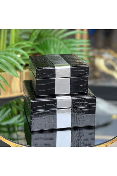 PELLE DESİGN 2-Piece leather box object decorative