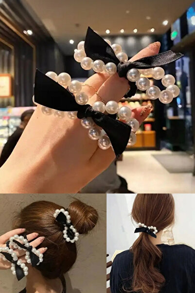 Diloshtrend Design Kadın 2'li Inci Fiyonk Model Lastik Toka