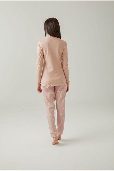 Pamuk & Pamuk Powder Fitted Bottom Starry Women's Pajama Set