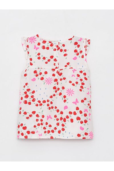LC Waikiki Gemustertes Baby-Mädchenkleid mit Rundhalsausschnitt