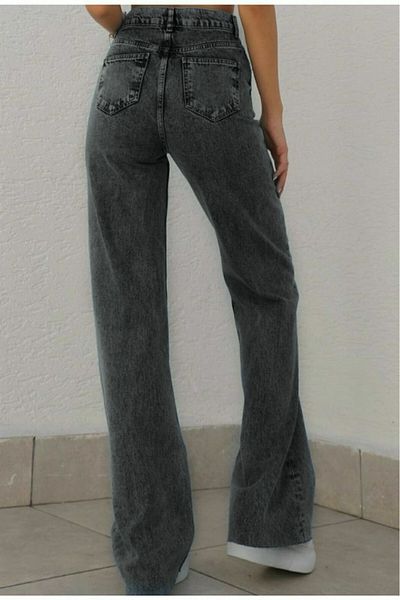 DRC trend Taylor Women's Smoked Lycra Wide Leg Jeans Loose Wide Leg Anthracite Jeans