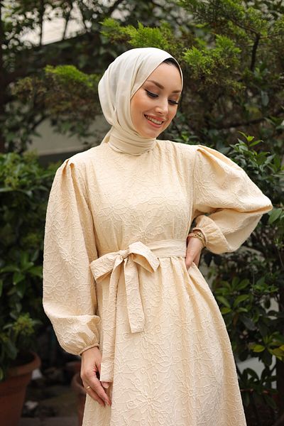 shalby Îmbrăcăminte pentru femei Jacquard Rochie lungă cremă