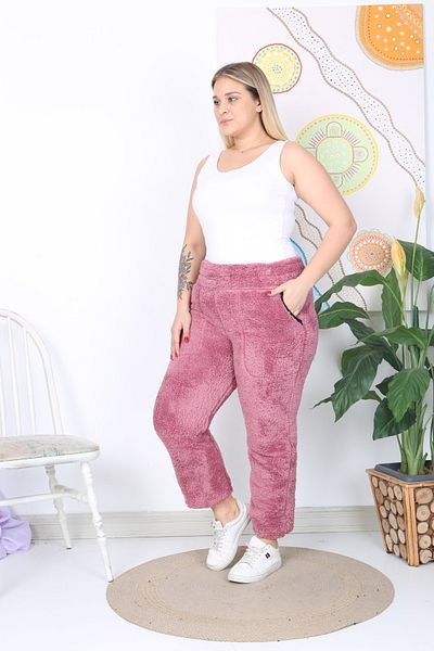 xlargebutik PLUS SIZE CLOTHING ROSEPLACE PLUSH FLEECE TROUSERS WARM PRODUCT