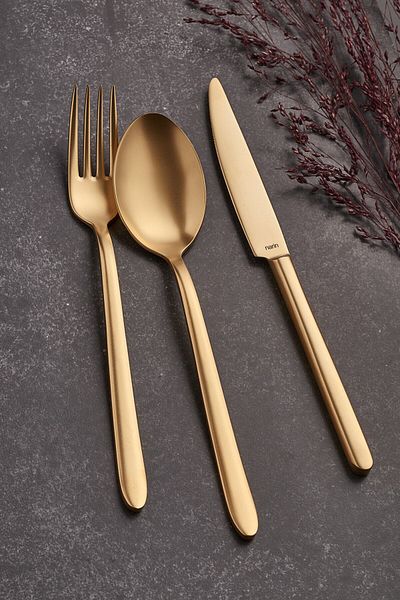 Narin Plaides Tea Spoon - Complete Matte Gold - 12 Pieces