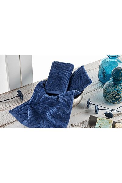 Marie Claire Kdroglu Claire 3-Piece Napkin Velvet Jacquard Maya Navy Blue New Design 1109836
