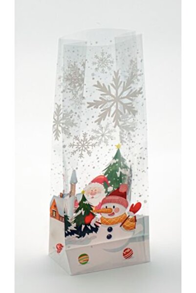 Neşeli Dükkan Yılbaşı Yeni Yıl Temalı Orta Boy Kurabiye Şeker Çikolata Paketi 10 adet Hediye Poşeti