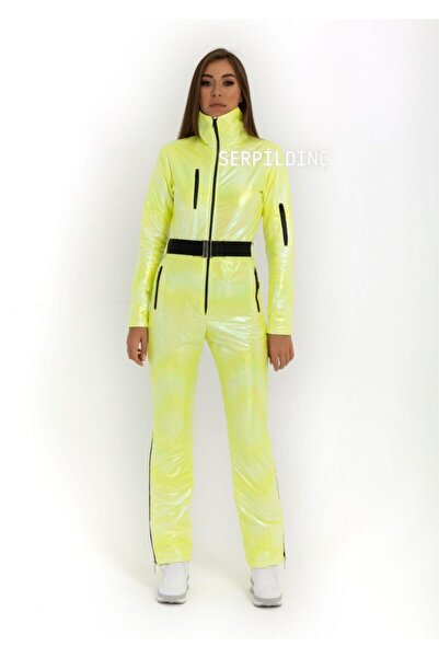 serpildinc Hologramlı Neon Sarı Kayak Tulumu