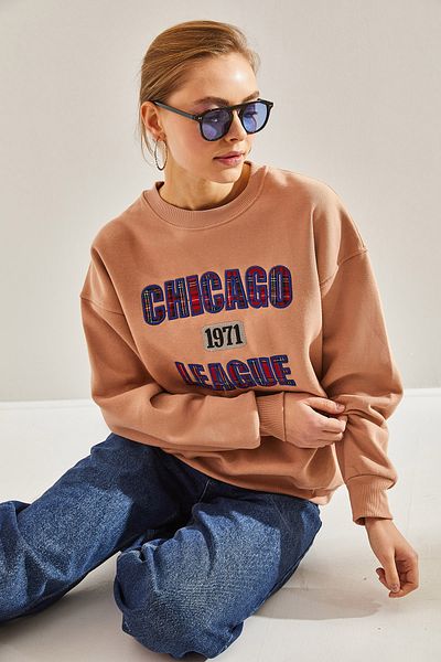 Bianco Lucci Dámská mikina Chicago s potiskem se třemi nitěmi