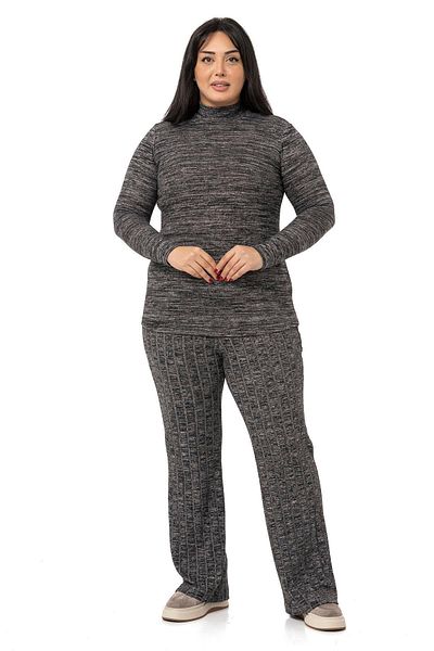 DISENTIS MODEST Large Size Half Fisherman Long Sleeve Knitwear Black Body