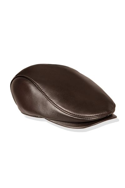 fubileather Кафява шапка от истинска агнешка кожа