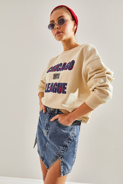 Bianco Lucci Dámská mikina Chicago s potiskem se třemi nitěmi