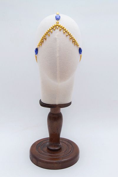 Sun Pieces Nyx Headpiece Blue Jewelled Gold Color Hair Accessory, Festival Accessory, Henna Accessory