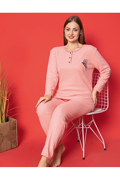 LİLA İÇ GİYİM KIŞLIK GENİŞ KALIP ANNE UZUN KOLLU PİJAMA TAKIMI