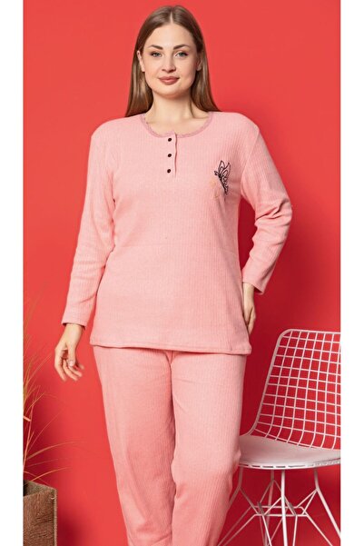 LİLA İÇ GİYİM KIŞLIK GENİŞ KALIP ANNE UZUN KOLLU PİJAMA TAKIMI