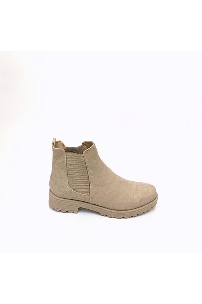 Basakshoes Women's Ecru Elastic Leather Boots