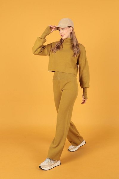 munora butik Finger Snap High Waist Knitwear White Suit Sd 015