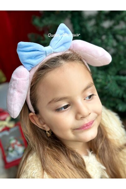 QUEEN AKSESUAR Coroană drăguță de pluș cu urechi de iepuraș, cu fundă, Hello ...