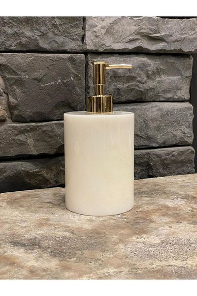 Polen Stone White Marble Flat Model Liquid Soap Dispenser with Gold Pump 1st Class