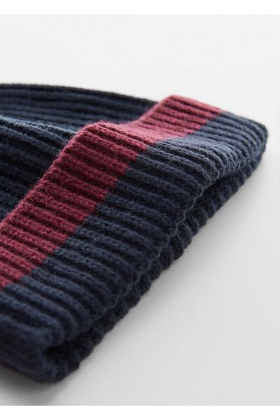 MANGO Kids Zweifarbige Strickmütze