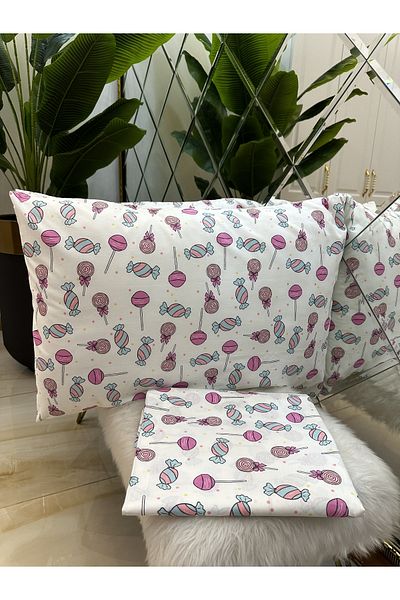 micoton PATTERNED 100% COTTON SINGLE SHEET AND PILLOW CASE SET WITHOUT ELASTIC