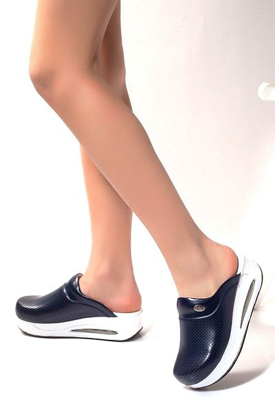 BLUMSABOTERLİK Navy Blue Color Full Orthopedic and Anatomical Comfortable Women's Sabo Air Max Slippers