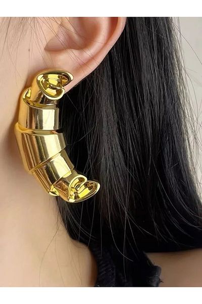 CHARMLUCKY Steel croissant earrings large size