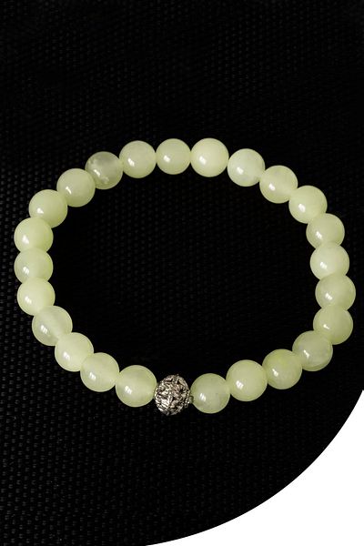 Tesbih Atölyesi Certified Phosphor Stone Bracelet that Glows in the Dark - with Silver Device