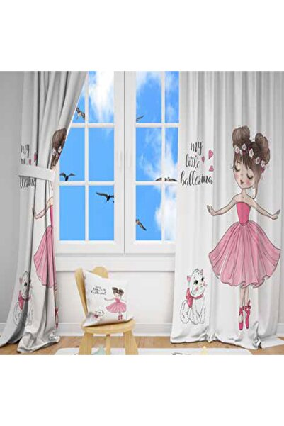 Lavisa Balerin Kız Model Baskılı Desenli Çocuk Ve Bebek Odası Fon Perde