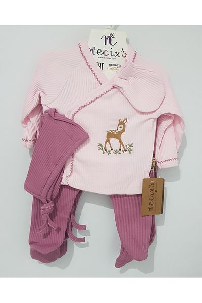 Necix's Gazelle Patterned Cotton Baby Girl Hospital Release Set of Five