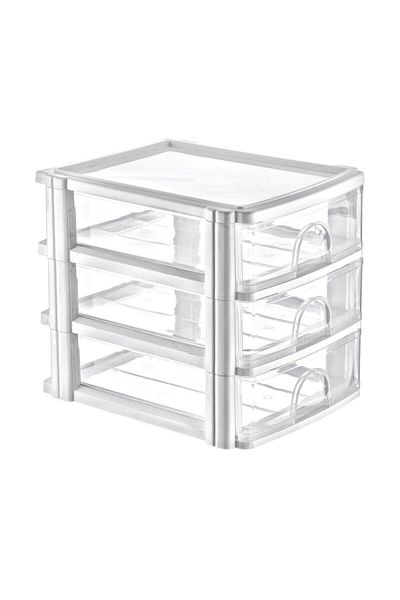 TUĞRA METAL CHEFF - Box with Drawers Large (a-4) - 3-Piece Multi-Purpose Organizer Shelf Organizer Drawer