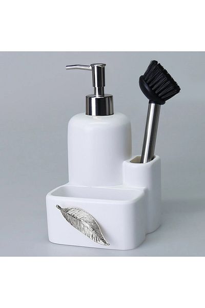Selim Leaf Brushed Liquid Sponge Holder White Silver