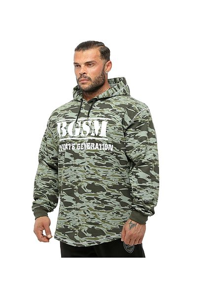 Big Sam Green Oversize Hooded Men's Sweatshirt - Winter Camouflage 4721