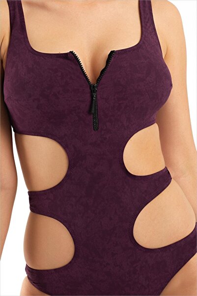 AYYILDIZ 3035 Purple Zipped Swimsuit