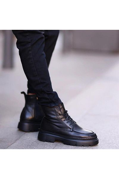 SailLakers - Black Leather Men's Boots
