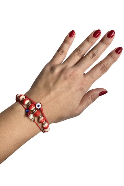 TAKI BY EKİN New Year's, Red 3-Piece Combination Bracelet