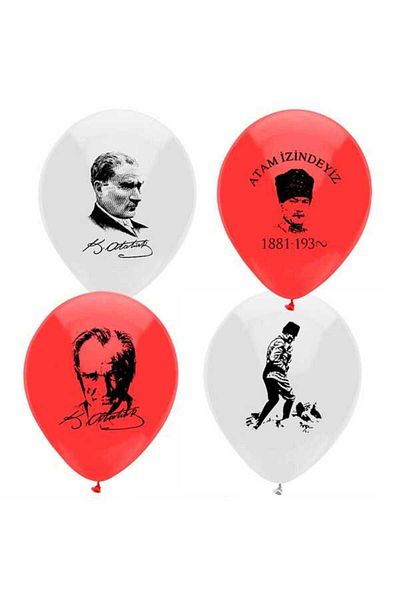 PartAntalya Ataturk Printed Red White Balloon 50 Pieces