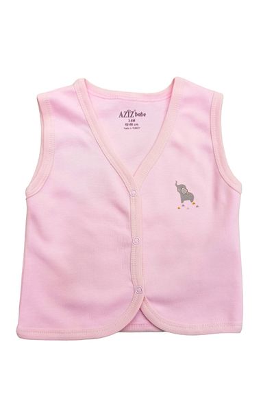 Aziz Bebe Cute Elephant Patterned Combed Cotton Vest Size 0-24 Months