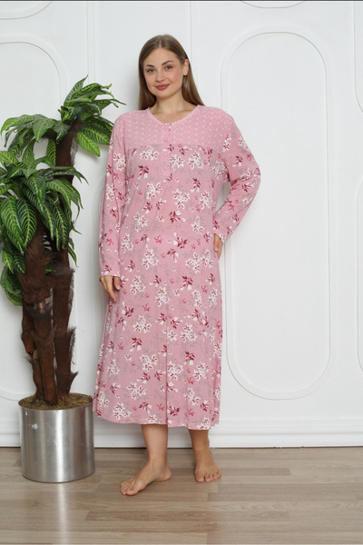 LİMİSSİ Νυχτικό Plus Size Battal 100% βαμβακερό χτενισμένο