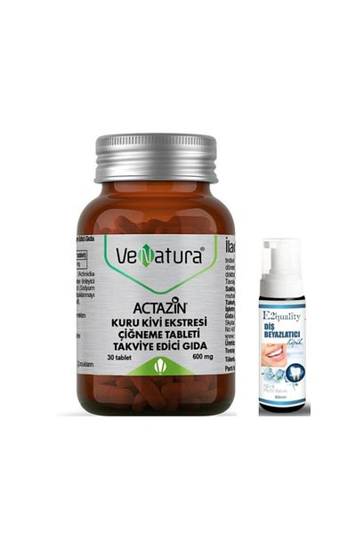 VeNatura Actazin Dry Kiwi Extract - Chewing and Supplementing Food, 30 Tablets - Whitening Teeth