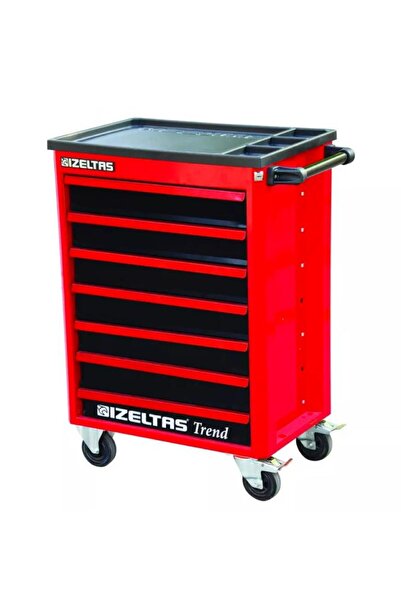 İzeltaş Izeltaş Trend Serisi Takım Dolabı 7 Çekmeceli Kırmızı Gövde Gri Boş