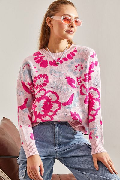 Bianco Lucci Women's Patterned Knitwear Sweater